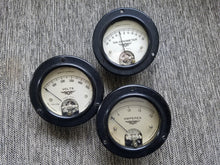 Load image into Gallery viewer, Vintage Jewell Volts Amps Galvanometer Gauges set of 3 from 1930's Bentley Wing
