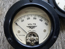 Load image into Gallery viewer, Vintage Jewell Volts Amps Galvanometer Gauges set of 3 from 1930's Bentley Wing