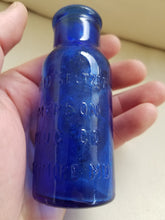Load image into Gallery viewer, 3 Bromo Seltzer Cobalt Blue 4" Bottles 1901-1920 Vintage Emerson Drug Company