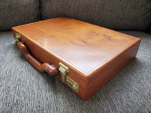 Load image into Gallery viewer, Vintage Wooden Attaché Laptop Briefcase Presto Lock Wood & Leather Folder Presto