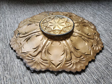 Load image into Gallery viewer, GORGEOUS COLORED PLATE GOOFUS GLASS CARNIVAL GLASS Gold and Red Flourishes