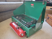 Load image into Gallery viewer, VINTAGE COLEMAN 413F 2 BURNER CAMP STOVE 1961-63 year
