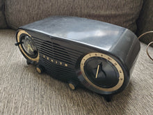 Load image into Gallery viewer, Vintage 1950s Zenith Art Deco S-19501 Owl Eyes Tube Radio w/Alarm Clock