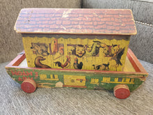 Load image into Gallery viewer, 1940 Noah's Ark Pull Toy by Gong Bell MFG with Animals! Awesome Graphics!