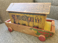 Load image into Gallery viewer, 1940 Noah's Ark Pull Toy by Gong Bell MFG with Animals! Awesome Graphics!