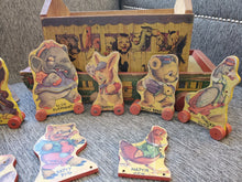 Load image into Gallery viewer, 1940 Noah's Ark Pull Toy by Gong Bell MFG with Animals! Awesome Graphics!