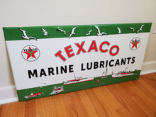 Load image into Gallery viewer, Large TEXACO Marine Lubricants Sign, Vintage Boats, 3 foot wide AWESOME GRAPHICS