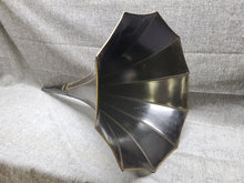 Load image into Gallery viewer, Edison 10 Panel Flower Phonograph Horn Black Columbia
