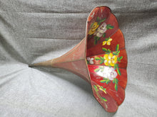 Load image into Gallery viewer, Edison TCoT 11 Panel GORGEOUS Flower Phonograph Horn Red 36 Inch Long