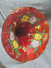 Load image into Gallery viewer, Edison TCoT 11 Panel GORGEOUS Flower Phonograph Horn Red 36 Inch Long