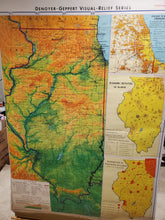 Load image into Gallery viewer, Vintage Denoyer- Geppert ILLINOIS STATE & CHICAGO Pull Down Classroom Map 1968