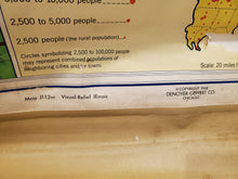 Load image into Gallery viewer, Vintage Denoyer- Geppert ILLINOIS STATE & CHICAGO Pull Down Classroom Map 1968