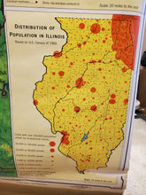 Load image into Gallery viewer, Vintage Denoyer- Geppert ILLINOIS STATE & CHICAGO Pull Down Classroom Map 1968