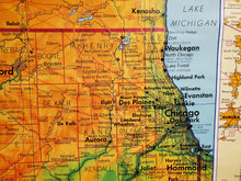 Load image into Gallery viewer, Vintage Denoyer- Geppert ILLINOIS STATE & CHICAGO Pull Down Classroom Map 1968