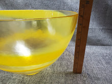 Load image into Gallery viewer, 1960s Murano Glass LARGE Bowl Centerpiece w/ Yellow Ombre Swirls, Venice Italy