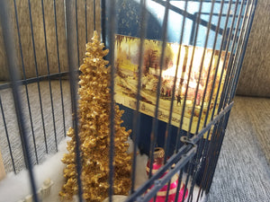 Vintage Bird Cage Christmas Scene