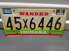 Load image into Gallery viewer, VINTAGE WANDER INDIANA LICENSE PLATE 1985 Used One Year! Rainbow colors

