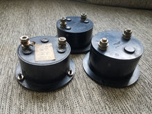 Load image into Gallery viewer, Vintage Jewell Volts Amps Galvanometer Gauges set of 3 from 1930&#39;s Bentley Wing
