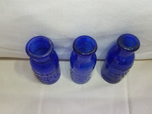 Load image into Gallery viewer, 3 Bromo Seltzer Cobalt Blue 4&quot; Bottles 1901-1920 Vintage Emerson Drug Company
