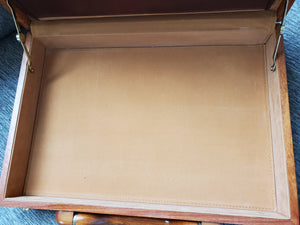 Vintage Wooden Attaché Laptop Briefcase Presto Lock Wood & Leather Folder Presto