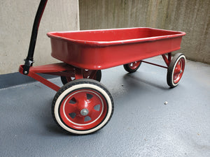 Vintage Red Wagon Unmarked like Radio Flyer COOL WHEELS!
