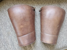 Load image into Gallery viewer, Vintage Brown Leather Shin Guards for Horseback Riding or Polo Gaiters Spats
