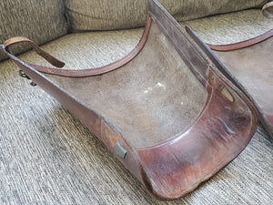 Vintage Brown Leather Shin Guards for Horseback Riding or Polo Gaiters Spats