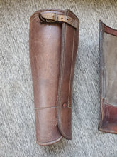 Load image into Gallery viewer, Vintage Brown Leather Shin Guards for Horseback Riding or Polo Gaiters Spats
