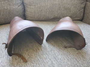 Vintage Brown Leather Shin Guards for Horseback Riding or Polo Gaiters Spats