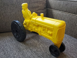 Vintage 1960's Toy Yellow Plastic Empire Blow Mold Farm Tractor with man