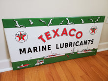 Load image into Gallery viewer, Large TEXACO Marine Lubricants Sign, Vintage Boats, 3 foot wide AWESOME GRAPHICS
