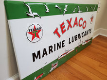 Load image into Gallery viewer, Large TEXACO Marine Lubricants Sign, Vintage Boats, 3 foot wide AWESOME GRAPHICS
