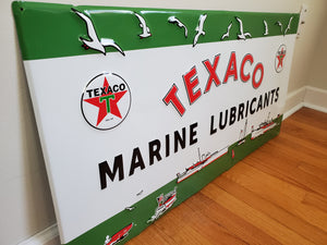 Large TEXACO Marine Lubricants Sign, Vintage Boats, 3 foot wide AWESOME GRAPHICS