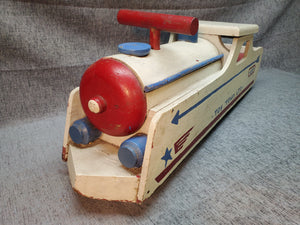 Vintage Homemade Wooden Ride-on Locomotive Toy Folk Art Toy Town LTD 1020