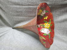 Load image into Gallery viewer, Edison TCoT 11 Panel GORGEOUS Flower Phonograph Horn Red 36 Inch Long
