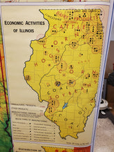 Load image into Gallery viewer, Vintage Denoyer- Geppert ILLINOIS STATE &amp; CHICAGO Pull Down Classroom Map 1968
