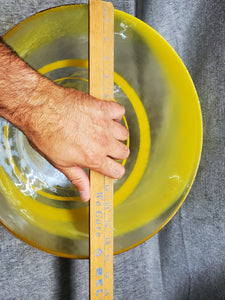 1960s Murano Glass LARGE Bowl Centerpiece w/ Yellow Ombre Swirls, Venice Italy