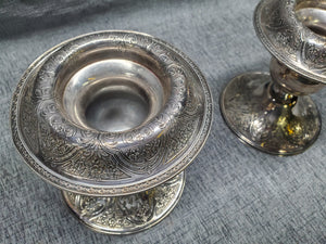 Wilcox S.P. Co. Silver Plate Candleholders 147 LARGE Paisley Design 1920s