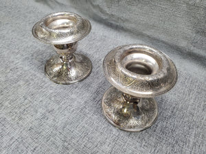 Wilcox S.P. Co. Silver Plate Candleholders 147 LARGE Paisley Design 1920s
